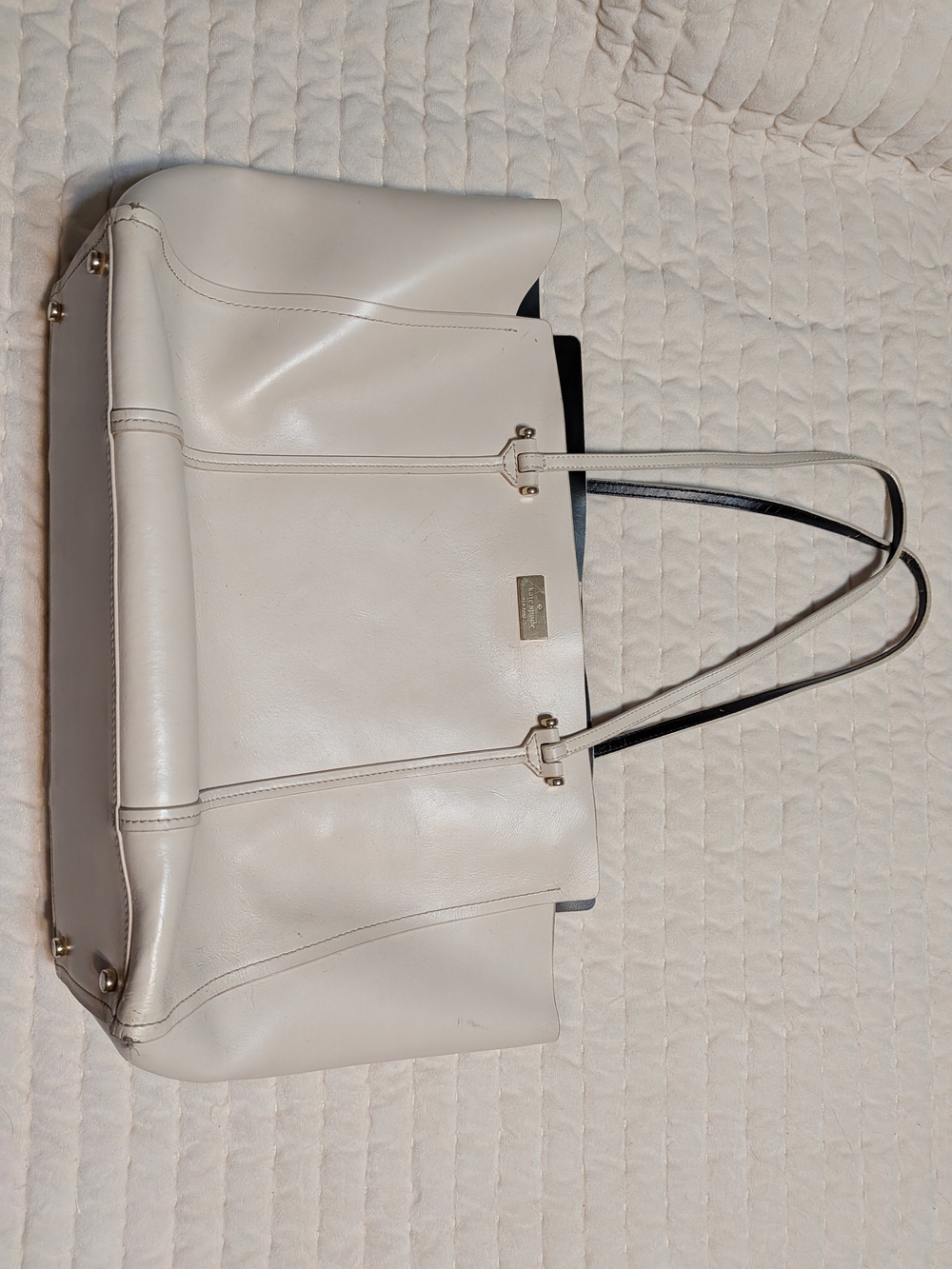 kate spade White Leather Tote with Double Straps